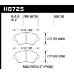 Hawk Front Brake Pads, 2014-2019 Fiesta ST