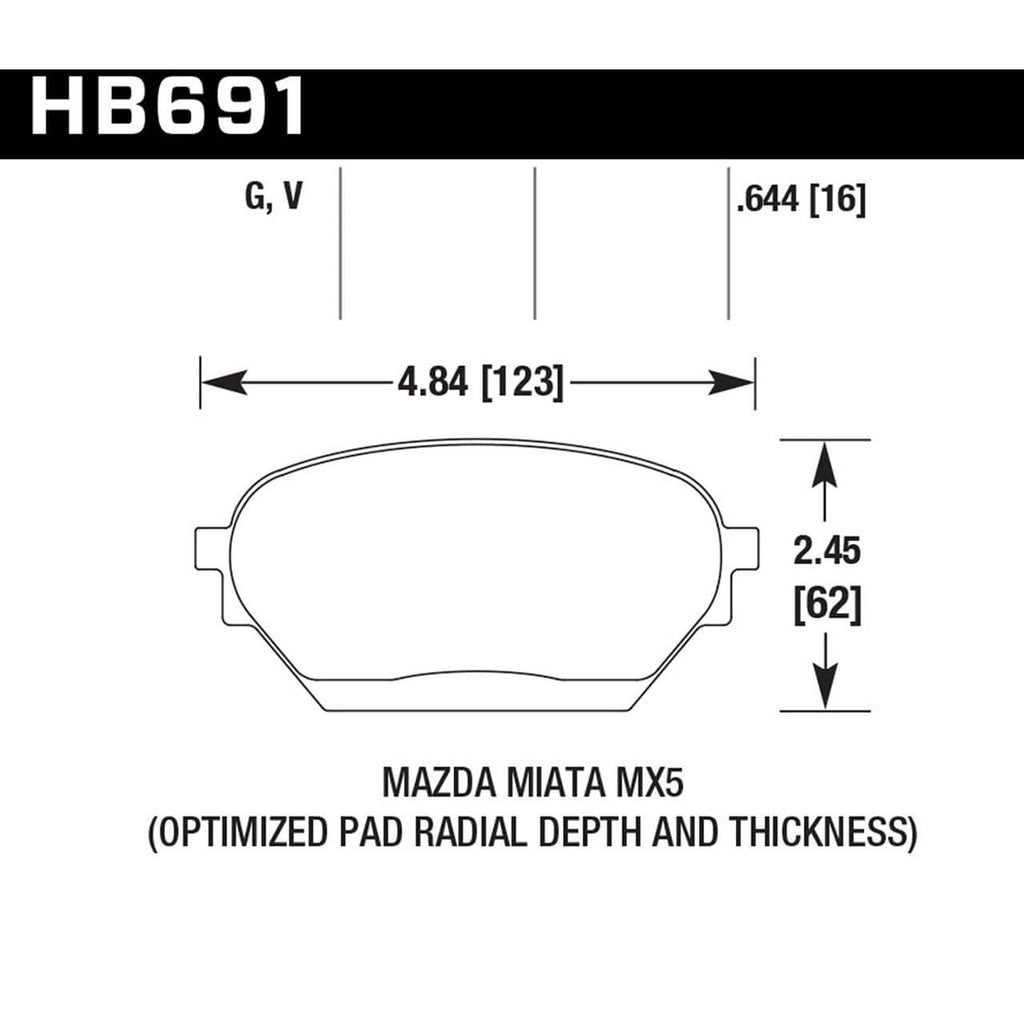 Hawk Front DTC-60 Brake Pads, 2006-2015 MX-5 Miata - Angle 2
