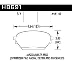 Hawk Front DTC-60 Brake Pads, 2006-2015 MX-5 Miata - Angle 2