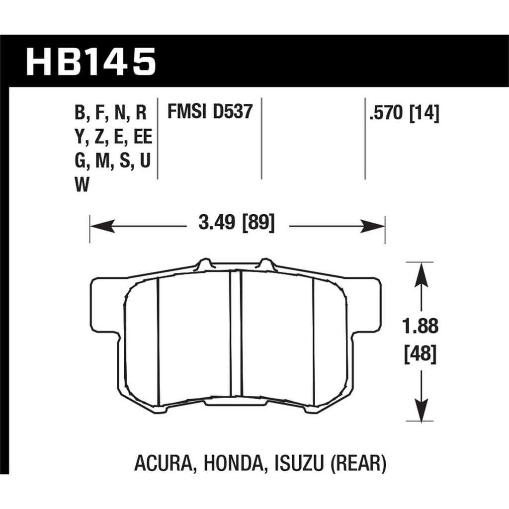 Hawk Rear Brake Pads, 2000-2009 S2000
