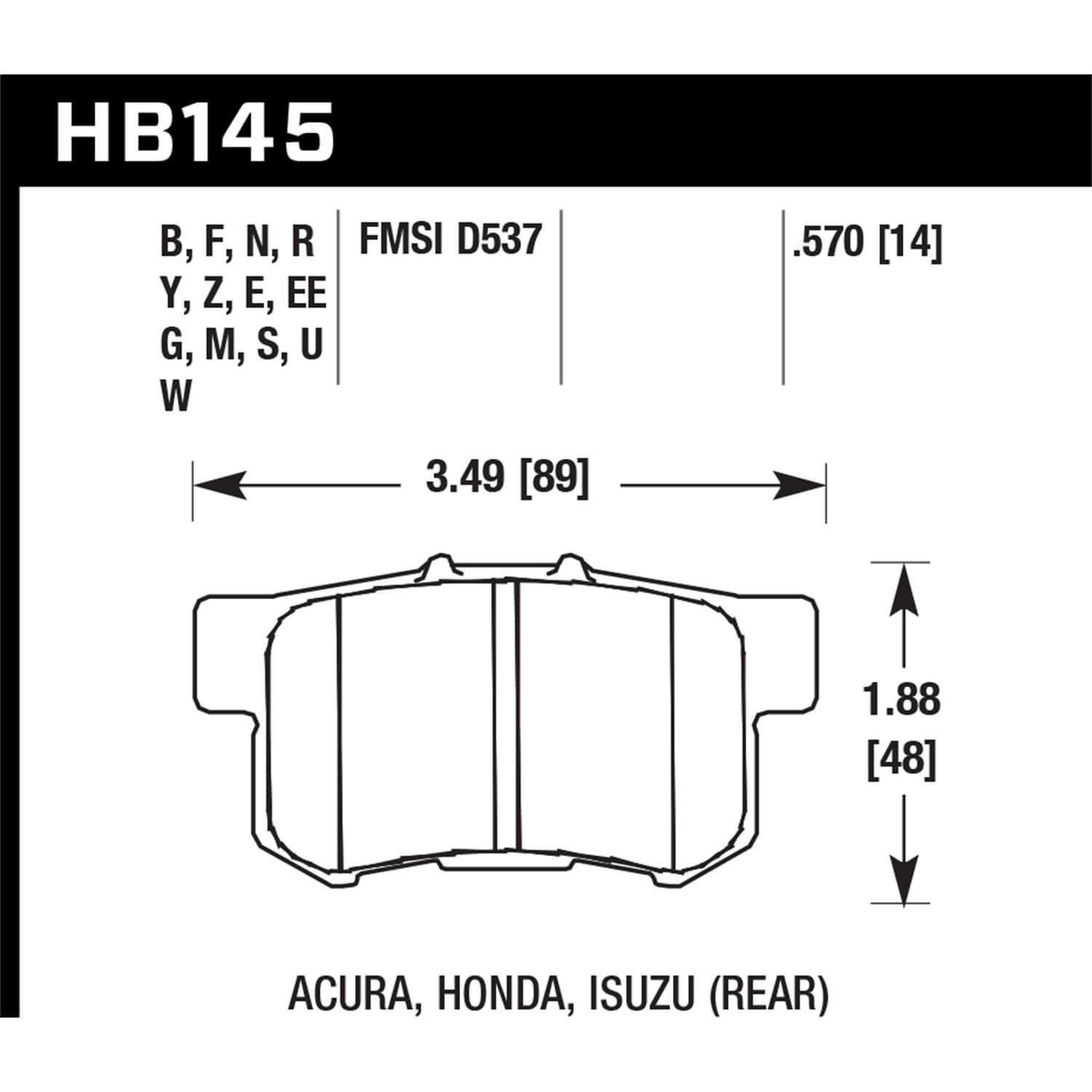 Hawk Rear Brake Pads, 2000-2009 S2000