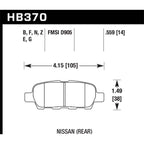Hawk Rear Brake Pads, 2006-2019 350Z & 370Z (Non-Brembo)