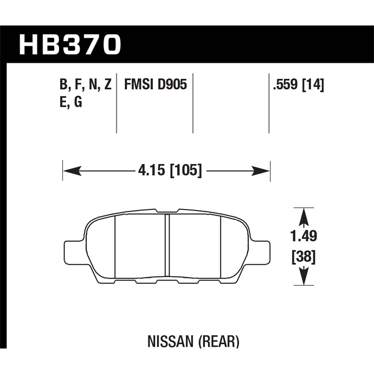 Hawk Rear Brake Pads, 2006-2019 350Z & 370Z (Non-Brembo)