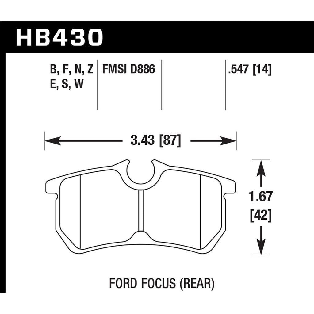 Hawk Rear Brake Pads, 2014-2019 Fiesta ST