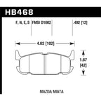 Hawk Rear Brake Pads, 2001-2005 Miata