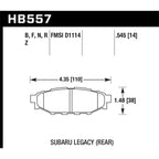 Hawk Rear Brake Pads, 2008-2019 WRX