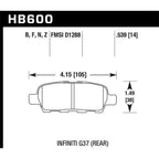 Hawk Rear Brake Pads, 2009-2018 370Z & 2023+ Nissan Z Sport