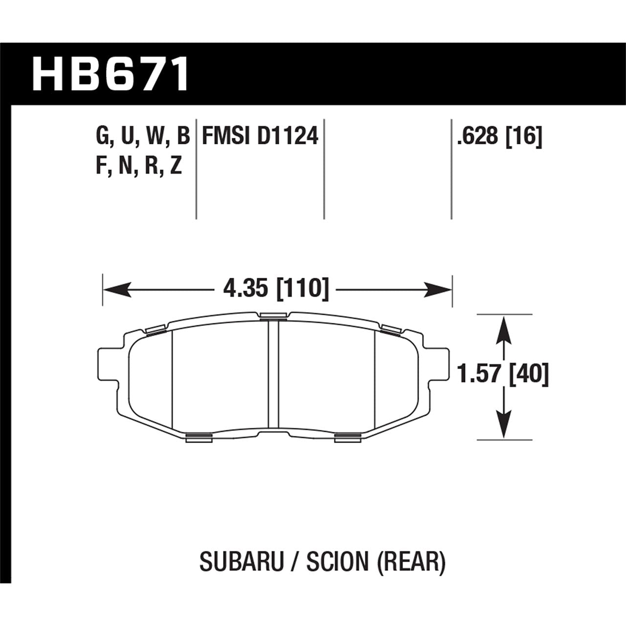 Hawk Rear Brake Pads, 2013-2025 BRZ/FR-S/86
