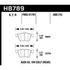 Hawk Rear Brake Pads, 2015-2019 Golf R