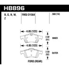 Hawk Rear Brake Pads, 2016-2018 Focus RS