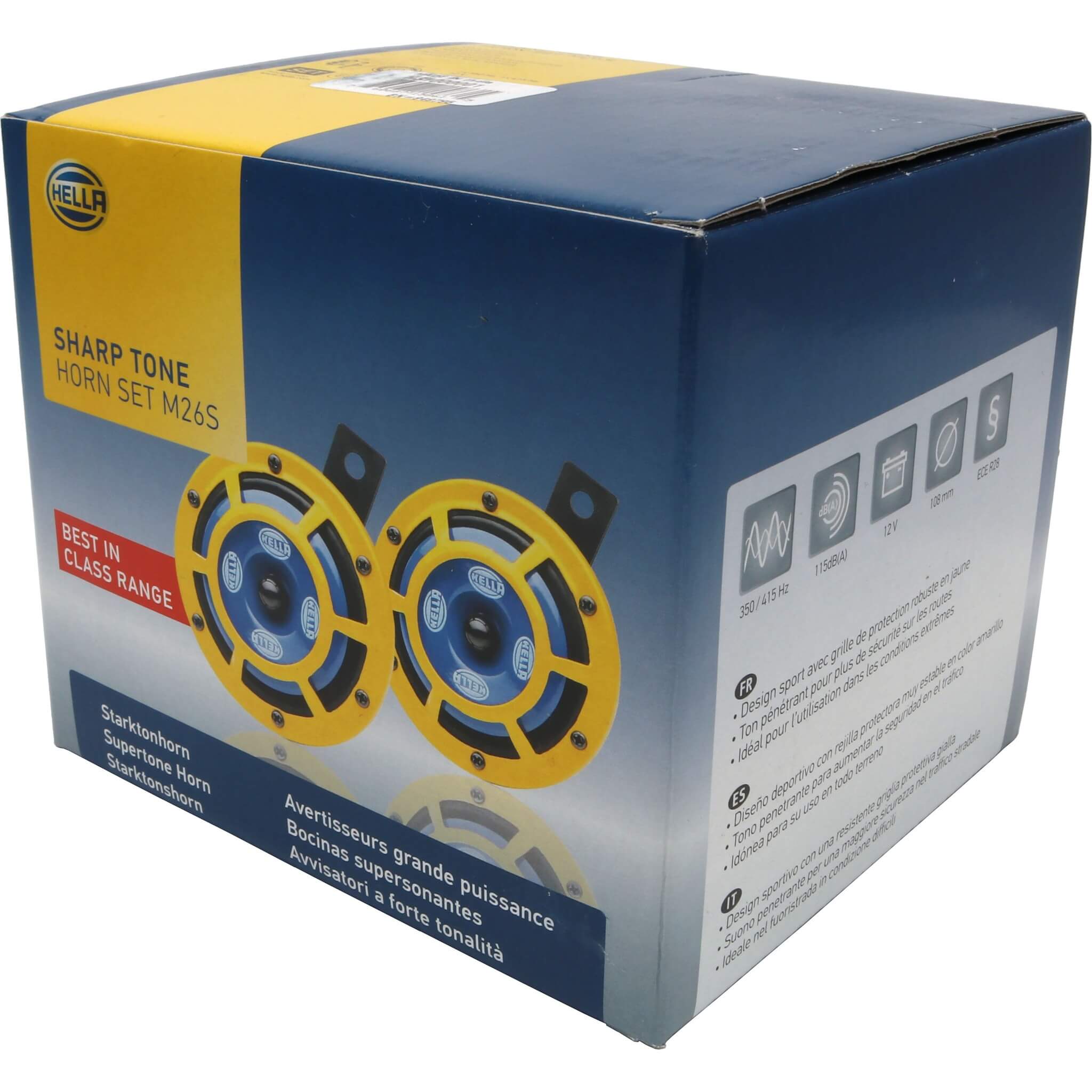 Hella Sharptone Horn Kit (Yellow) - Angle 3