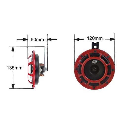 Hella Supertone Horn 12V 500 Hz High-Tone w/ Bracket - Angle 3