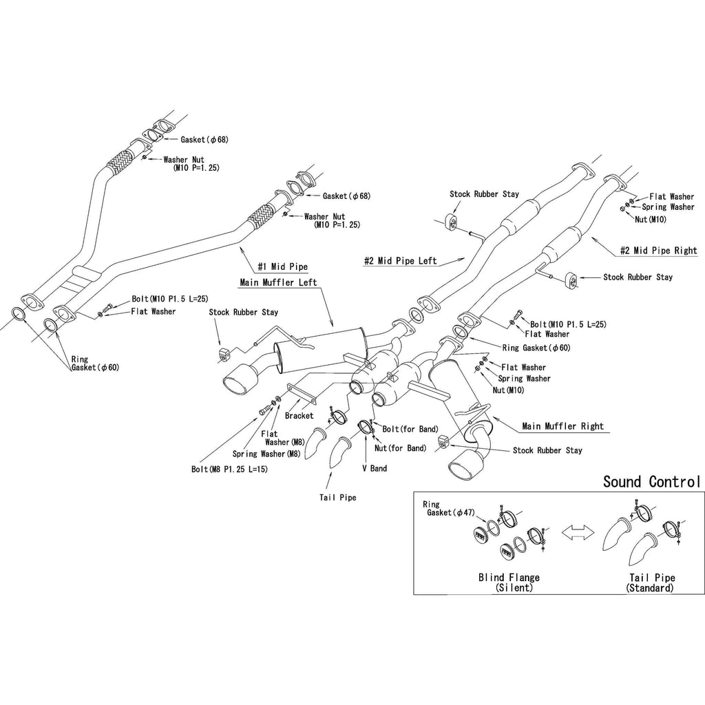 HKS Dual Muffler Cat-Back Exhaust System, 2023-2025 Nissan Z - Angle 3
