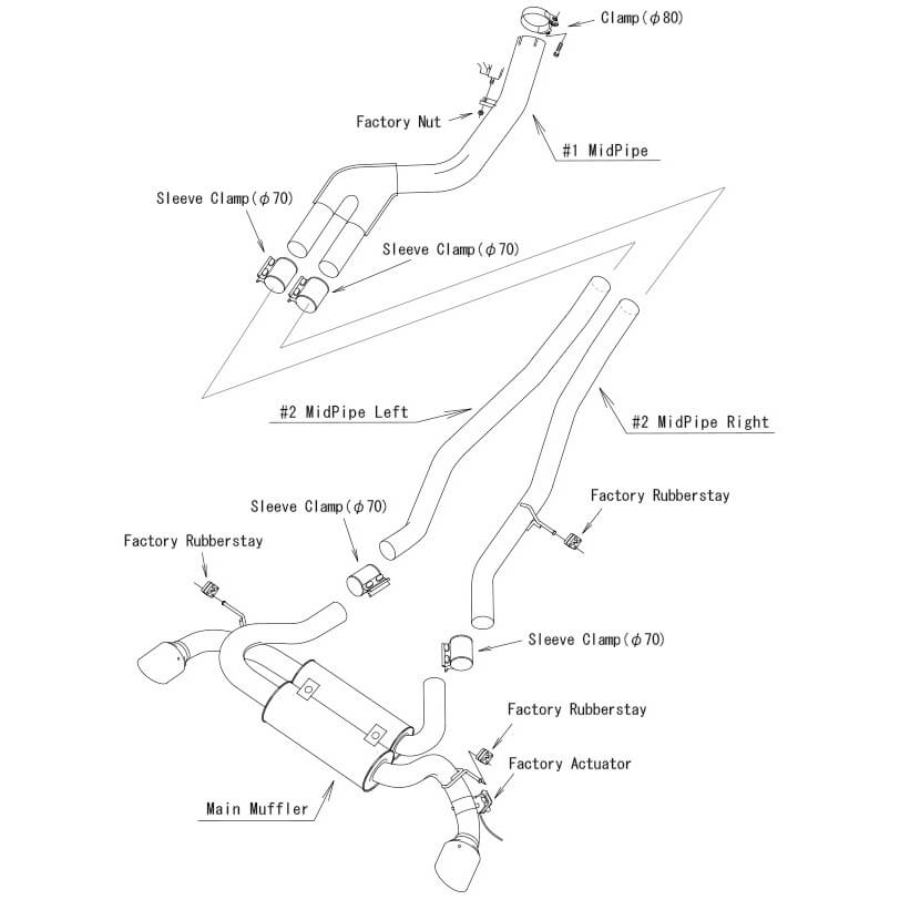 HKS Hi-Power Cat-Back Exhaust System w/ Ti Tips, 2020-2021 GR Supra (A90) - Angle 2
