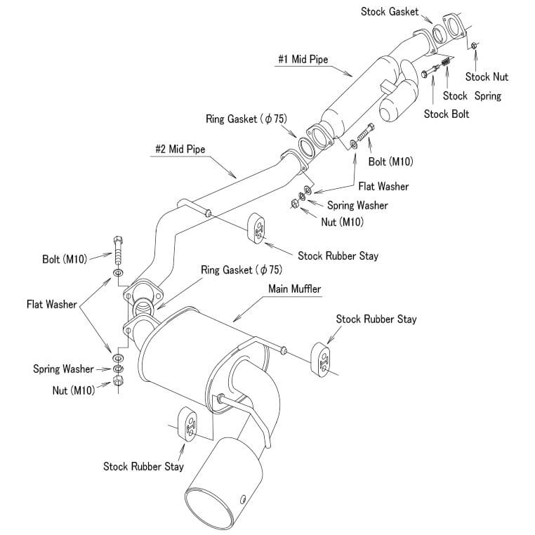 HKS Hi-Power Racing Cat-Back Exhaust System, 2013-2020 BRZ/FR-S/86 - Angle 2