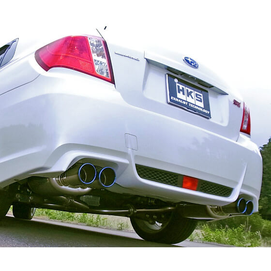 HKS Legamax Premium Exhaust w/ Center Pipe, 2008-2014 WRX (Sedan) - Angle 3