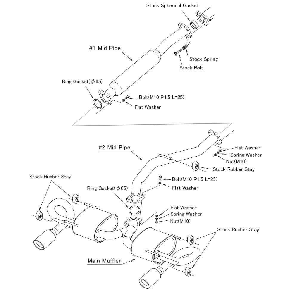 HKS Legamax Sports Cat-Back Exhaust, 2022-2026 BRZ & GR86 - Angle 2