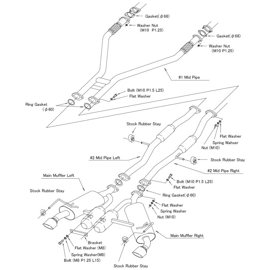 HKS Super Turbo Cat-Back Exhaust System, 2023-2025 Nissan Z - Angle 2