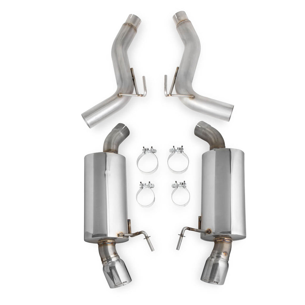 Hooker 3.0in Axle-Back Exhaust w/ Muffler (Dual 4in Polished Tips), 2015+ Mustang GT 5.0L