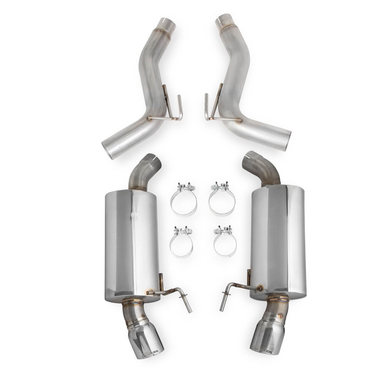 Hooker 3.0in Axle-Back Exhaust w/ Muffler (Dual 4in Polished Tips), 2015+ Mustang GT 5.0L