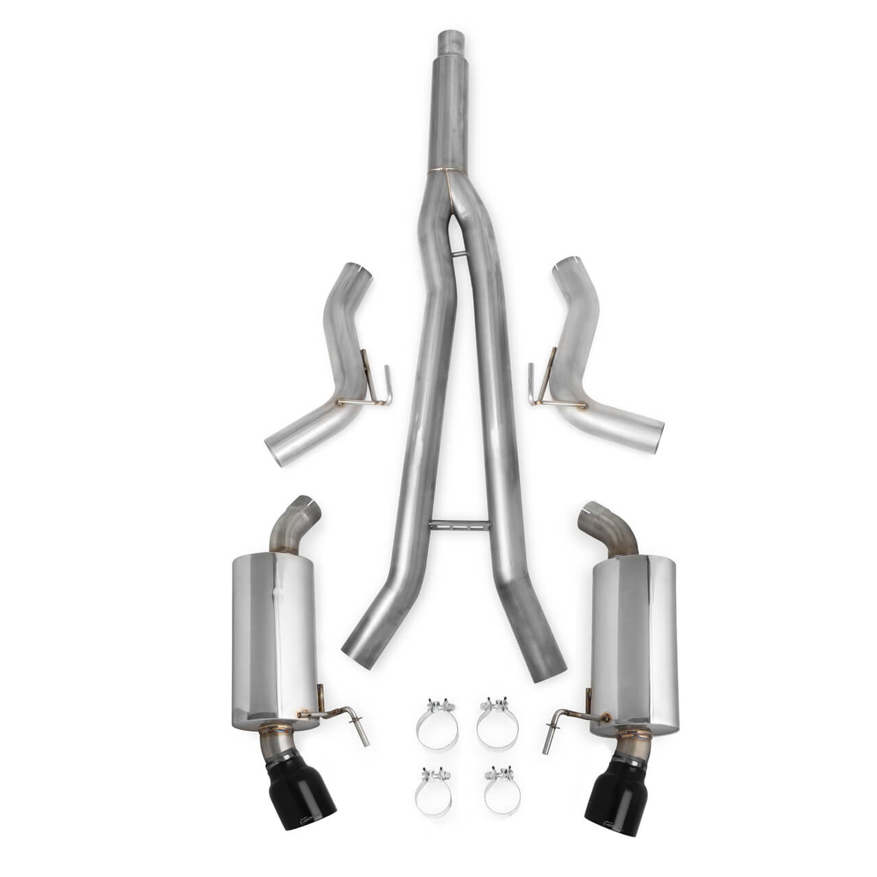 Hooker 3.0in into Dual 2.5in Cat-Back Exhaust w/ Muffler (Black Tips), 2015+ Mustang EcoBoost