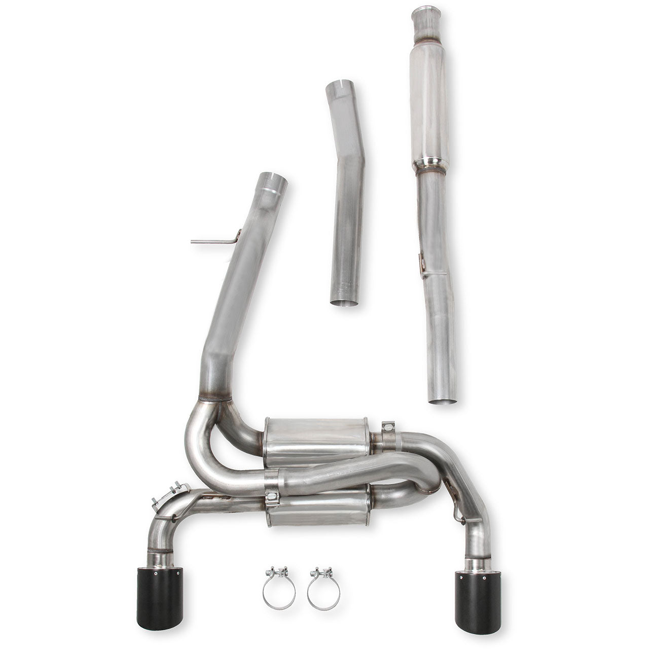 Hooker Cat-Back Exhaust System (Dual 4.5in Carbon Fiber Tips), 2016-2018 Focus RS