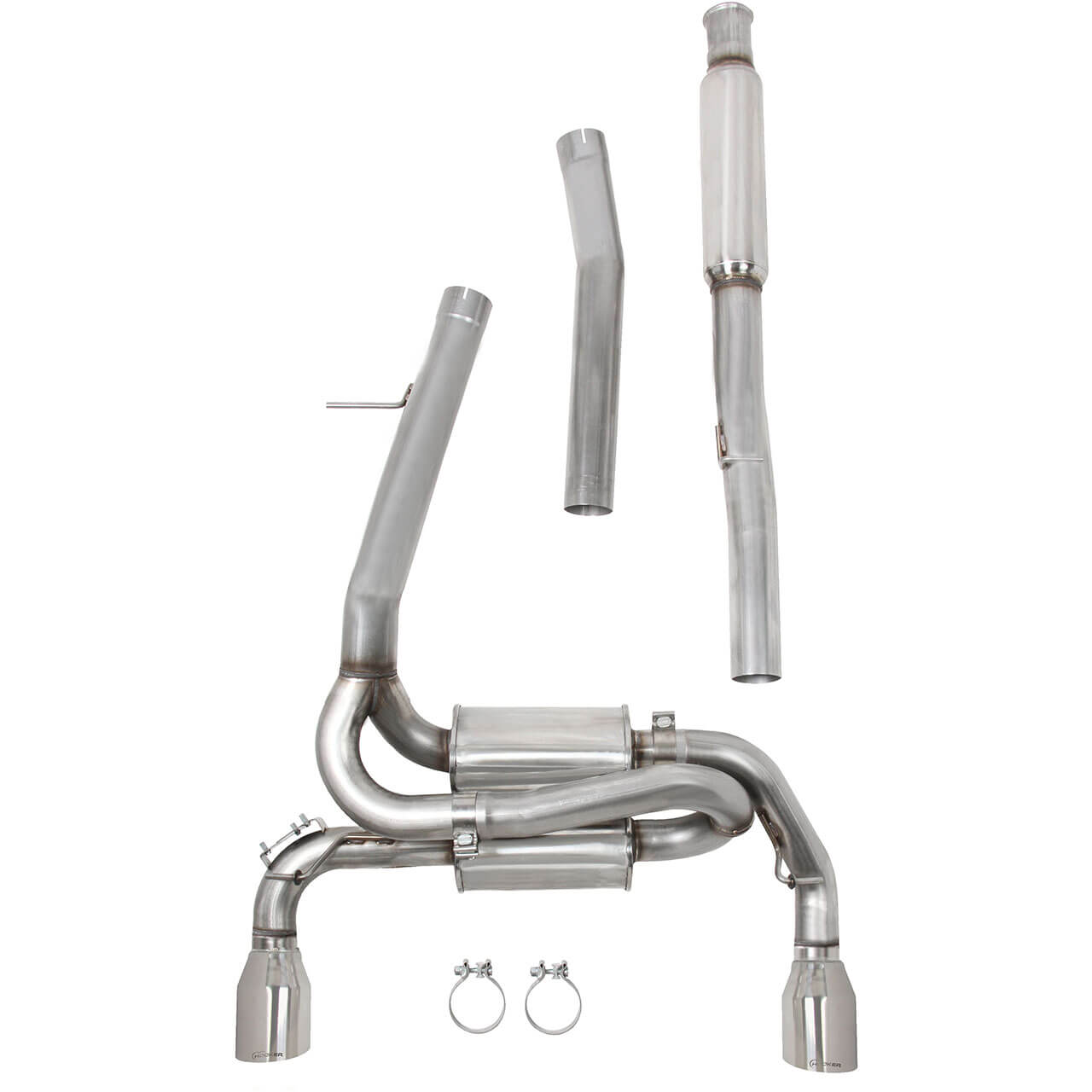 Hooker Cat-Back Exhaust System (Dual 4.5in Polished Tips), 2016-2018 Focus RS