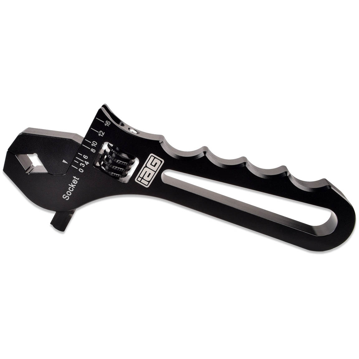 IAG Adjustable AN Wrench (3AN - 16AN Fittings, Aluminum, Black) - Angle 3