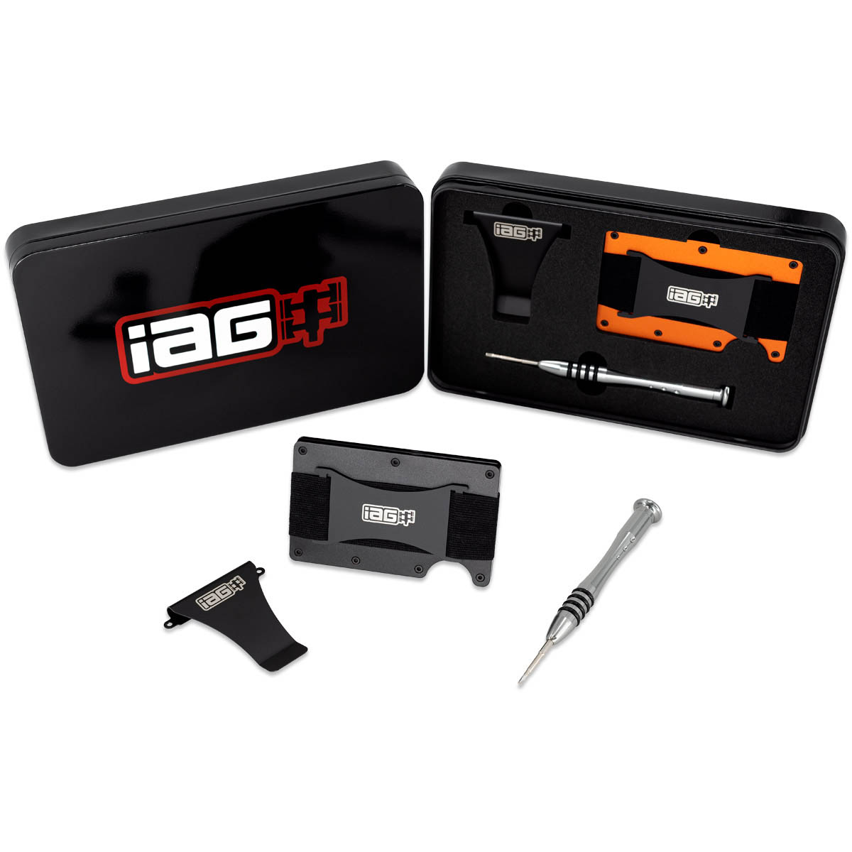 IAG Aluminum Wallet w/ Money Clip, Cash Band, & Screwdriver Kit (Boxer Logo)
