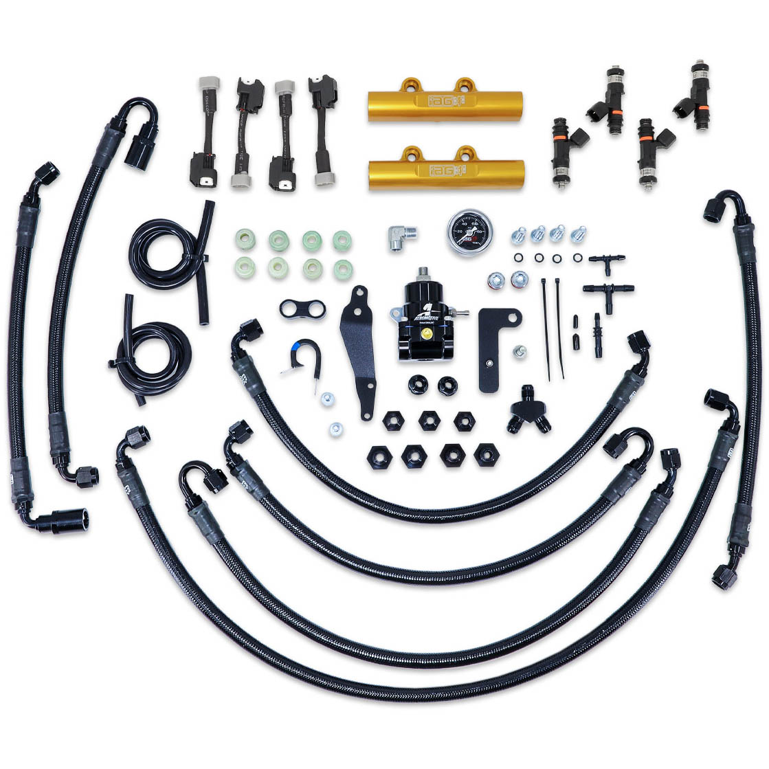 IAG PTFE Flex Fuel Kit w/ 1000cc Injectors, Aero. FPR, Fuel Rails, 2008-2014 WRX & 2008-2021 STi