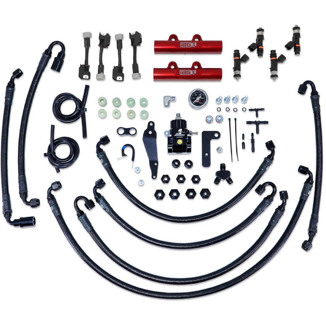IAG PTFE Flex Fuel Kit w/ 1000cc Injectors, Aero. FPR, Fuel Rails, 2008-2014 WRX & 2008-2021 STi