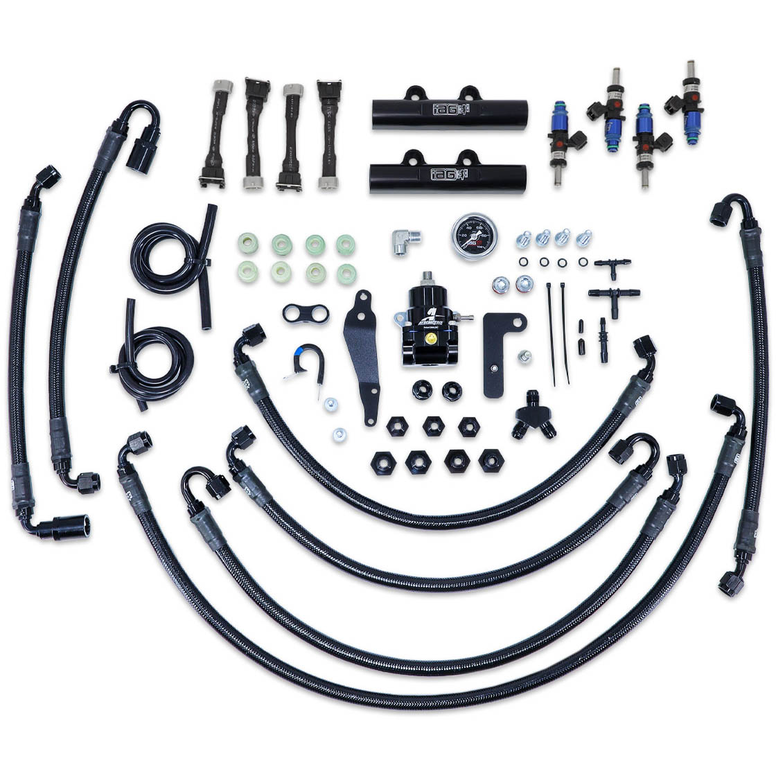 IAG PTFE Flex Fuel Kit w/ 1200cc Injectors, Aero. FPR, Fuel Rails, 2008-2014 WRX & 2008-2021 STi