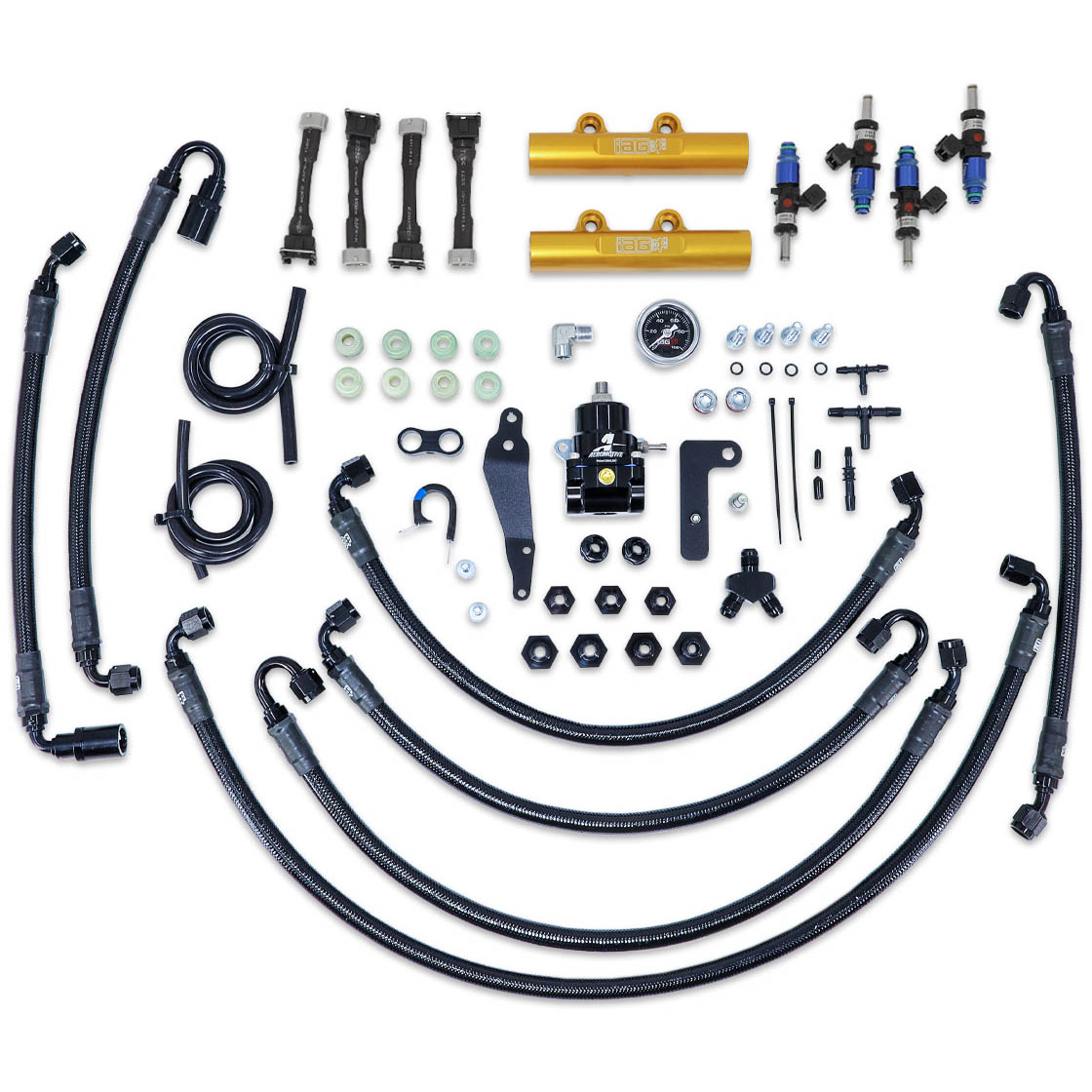 IAG PTFE Flex Fuel Kit w/ 1200cc Injectors, Aero. FPR, Fuel Rails, 2008-2014 WRX & 2008-2021 STi
