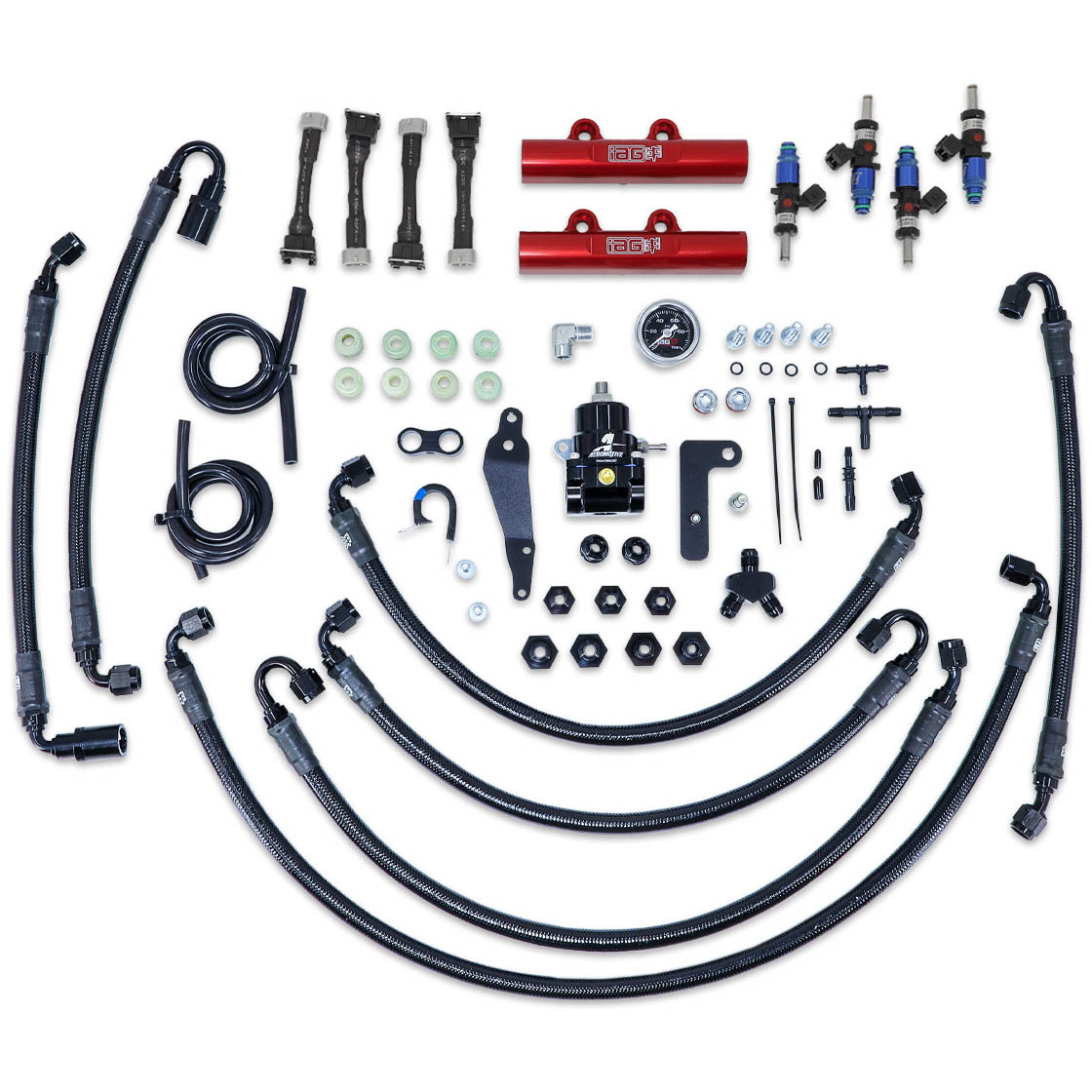IAG PTFE Flex Fuel Kit w/ 1200cc Injectors, Aero. FPR, Fuel Rails, 2008-2014 WRX & 2008-2021 STi