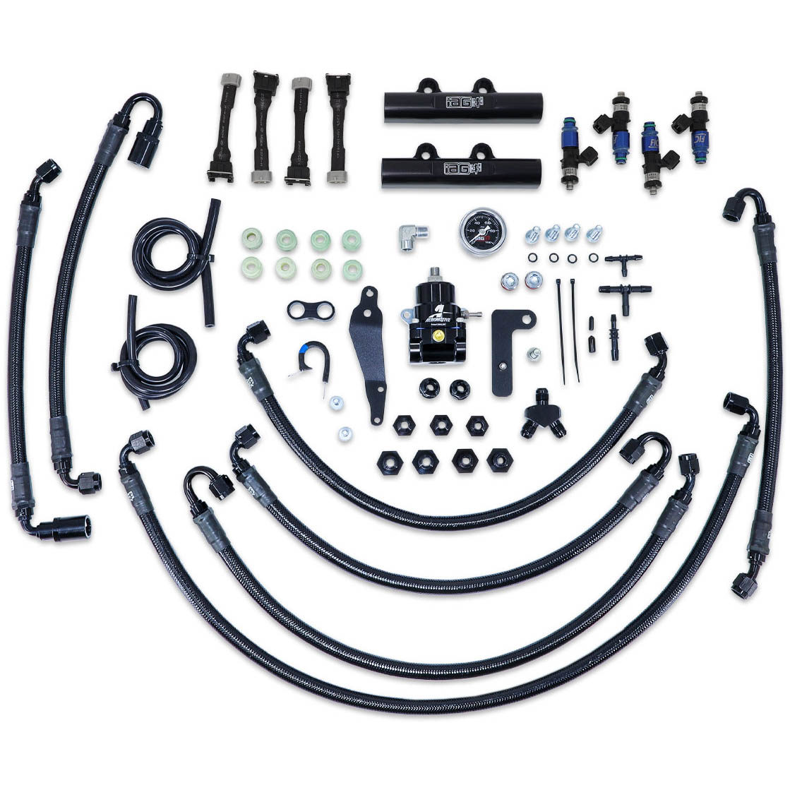 IAG PTFE Flex Fuel Kit w/ 1650cc Injectors, Aero. FPR, Fuel Rails, 2008-2014 WRX & 2008-2021 STi