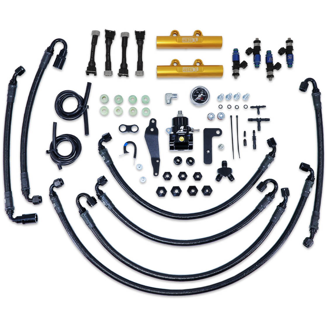 IAG PTFE Flex Fuel Kit w/ 1650cc Injectors, Aero. FPR, Fuel Rails, 2008-2014 WRX & 2008-2021 STi