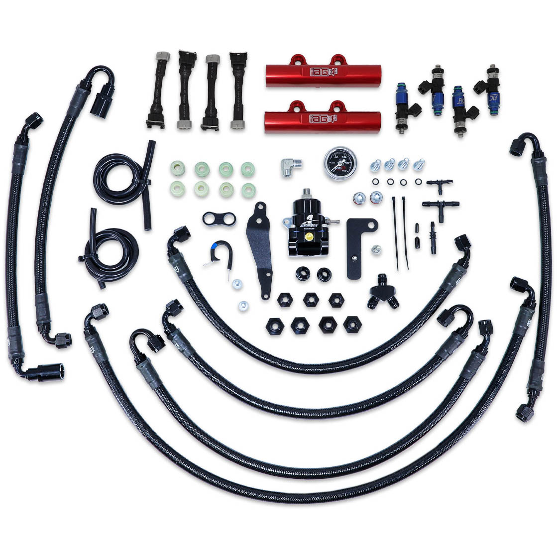 IAG PTFE Flex Fuel Kit w/ 1650cc Injectors, Aero. FPR, Fuel Rails, 2008-2014 WRX & 2008-2021 STi