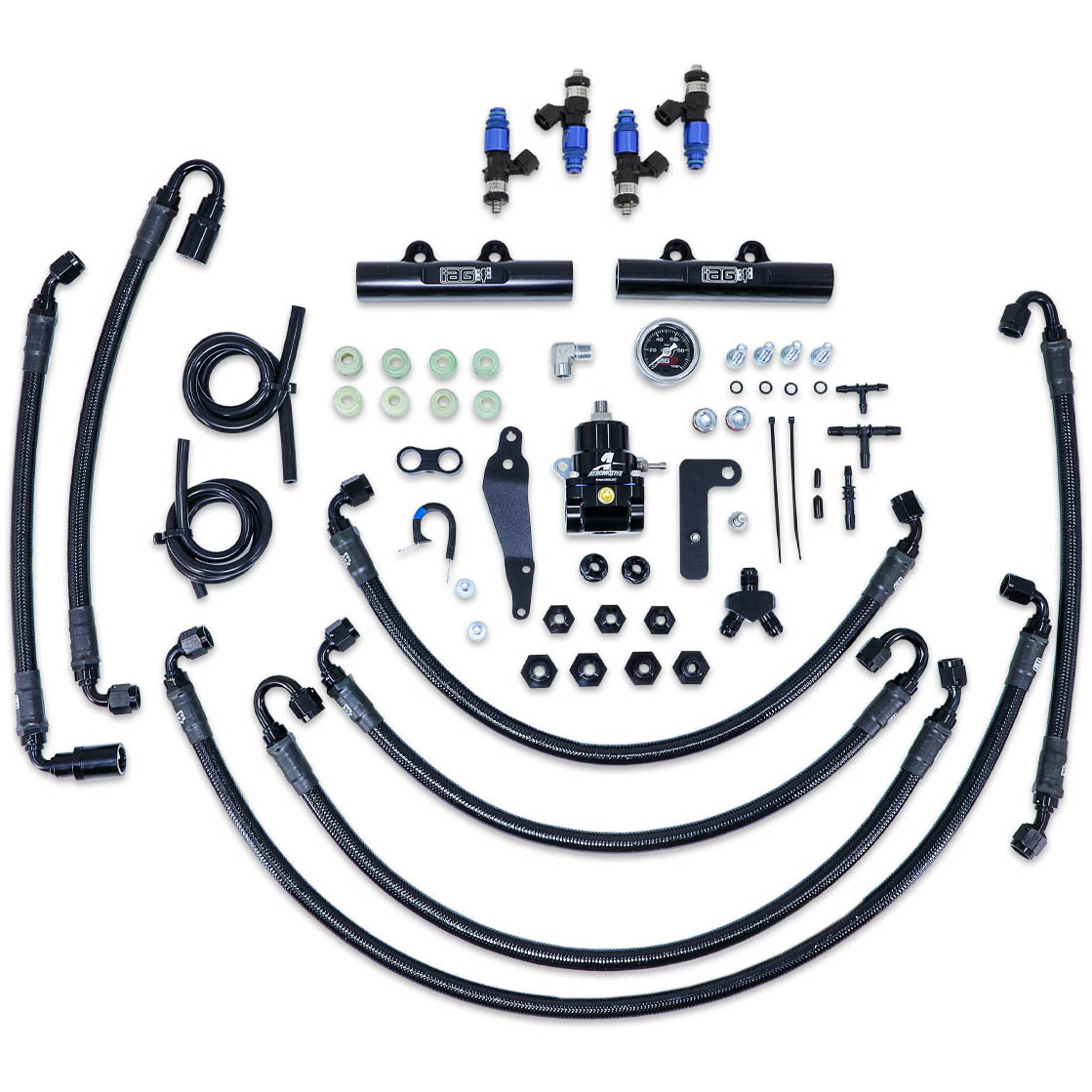 IAG PTFE Flex Fuel Kit w/ 2150cc Injectors, Aero. FPR, Fuel Rails, 2008-2014 WRX & 2008-2021 STi