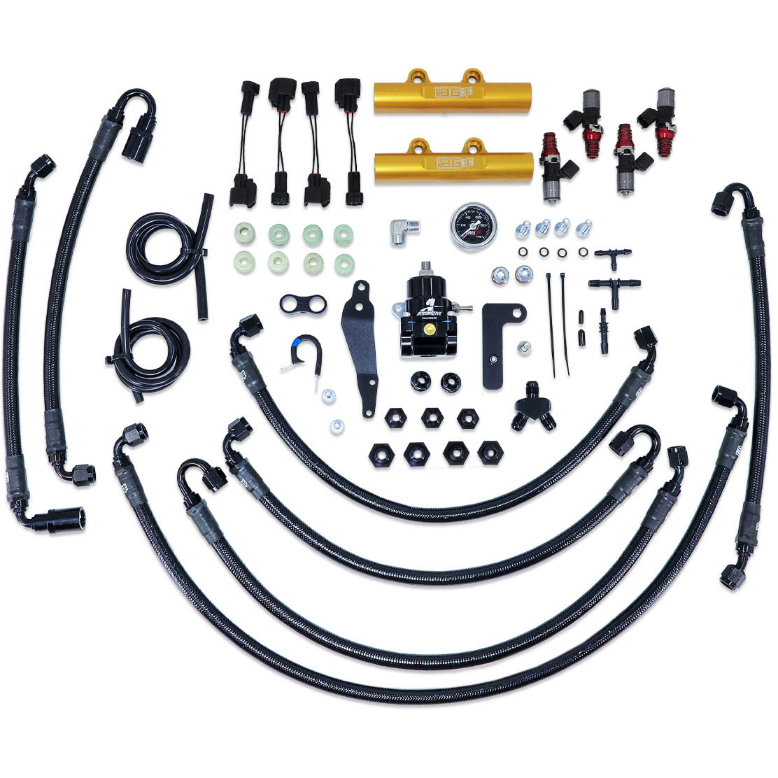 IAG PTFE Flex Fuel System w/ 1300cc Injectors, Lines, FPR & Rails, 2008-2014 WRX & 2008-2021 STi