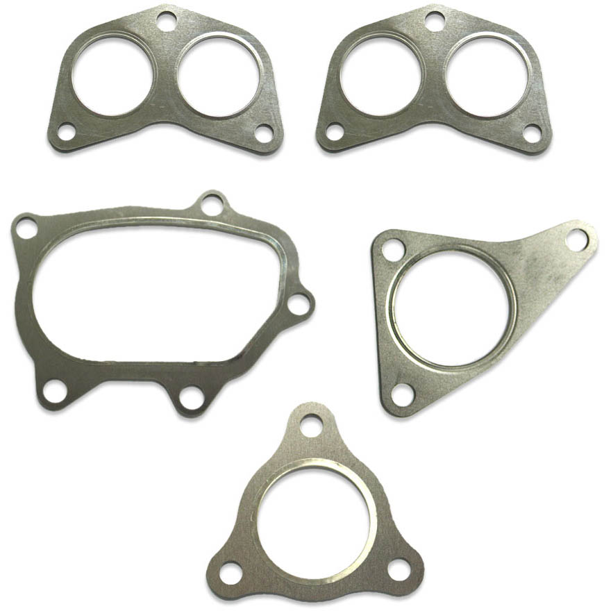 IAG Stainless Steel Exhaust Gasket Set w/ 3-Bolt Up Pipe (5 Piece), 2002-2014 WRX & 2004-2021 STi
