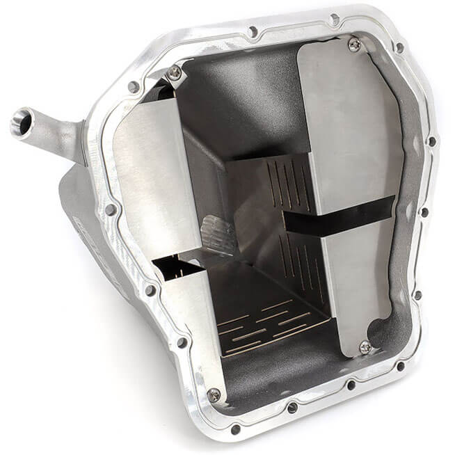 IAG Street Series Oil Pan w/ Removable SS Lower Baffle (Silver), 2002-2014 WRX & 2004-2021 STi - Angle 4