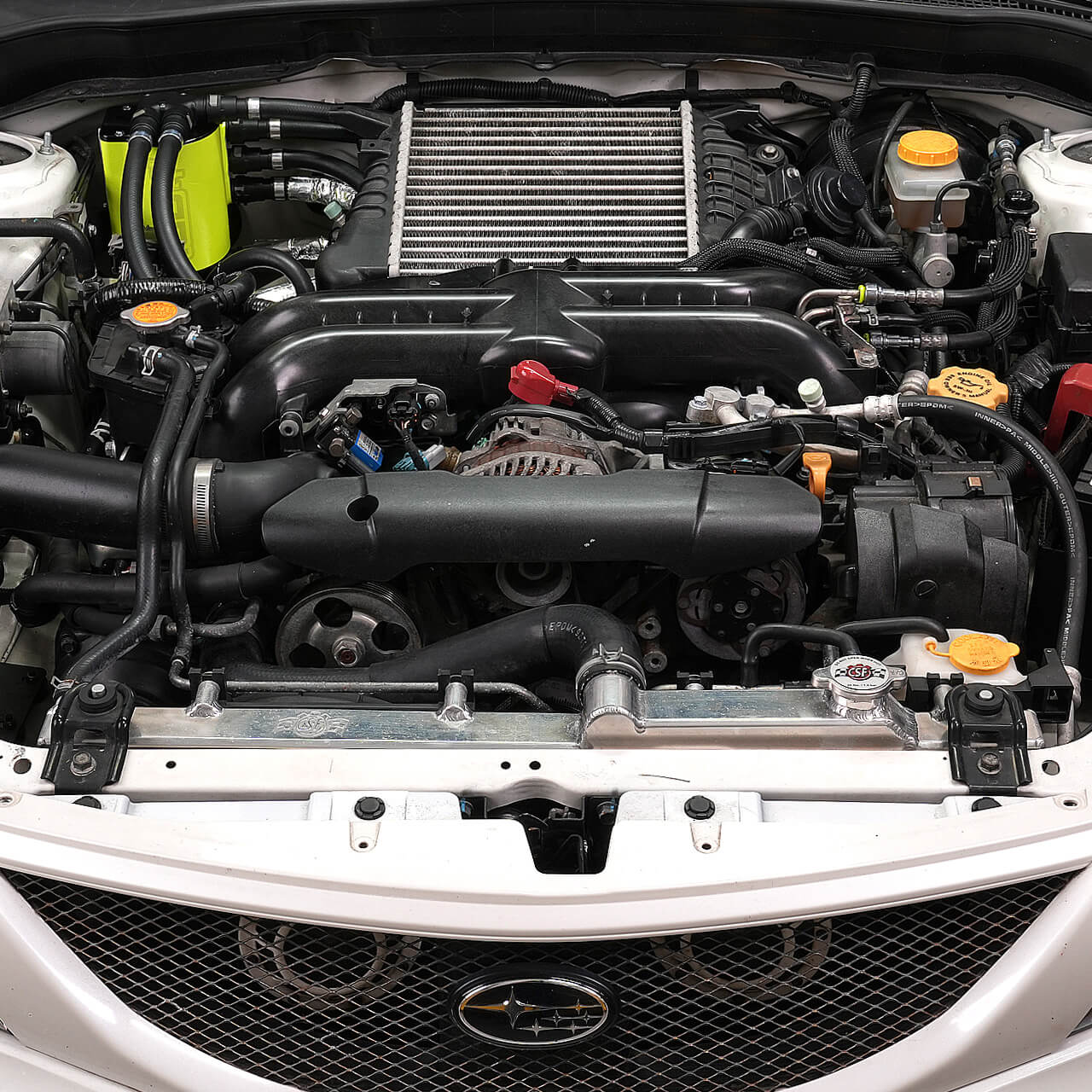 IAG v3 Street Series Air/Oil Separator (AOS) Kit (Neon Yellow), 2008-2014 WRX & 2008-2021 STi - Angle 3