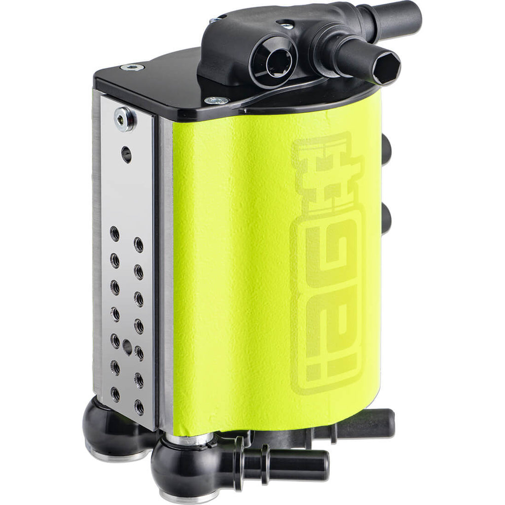 IAG v3 Street Series Air/Oil Separator (AOS) Kit (Neon Yellow), 2015-2021 WRX - Angle 2