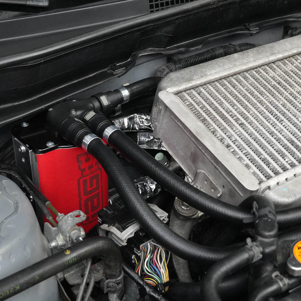 IAG v3 Street Series Air/Oil Separator (AOS) Kit (Wrinkle Red), 2008-2014 WRX & 2008-2021 STi - Angle 4