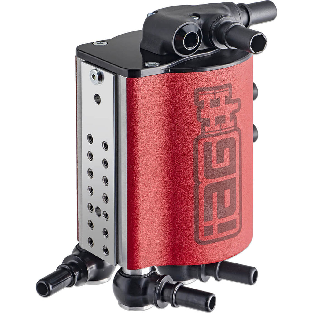 IAG v3 Street Series Air/Oil Separator (AOS) Kit (Wrinkle Red), 2015-2021 WRX - Angle 2