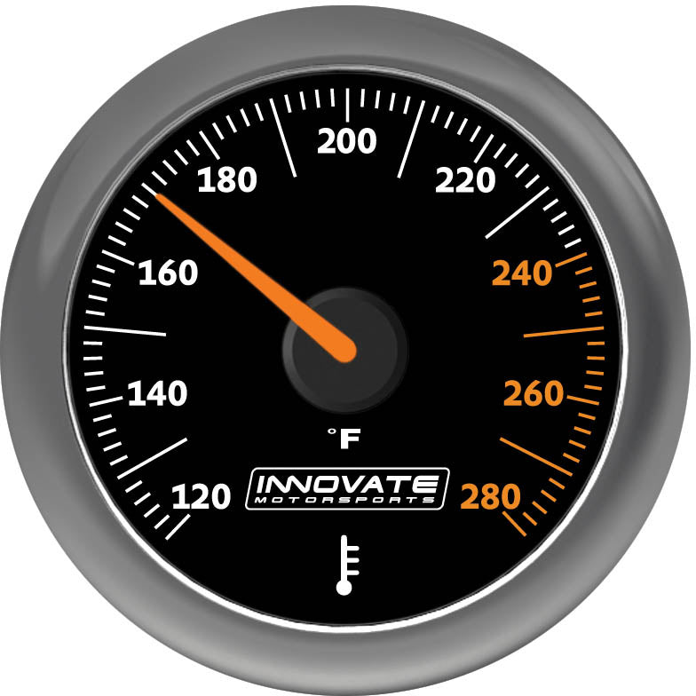 Innovate MTX Analog, Fluid Temp (Oil, Water, Etc) Gauge Kit, Black Dial