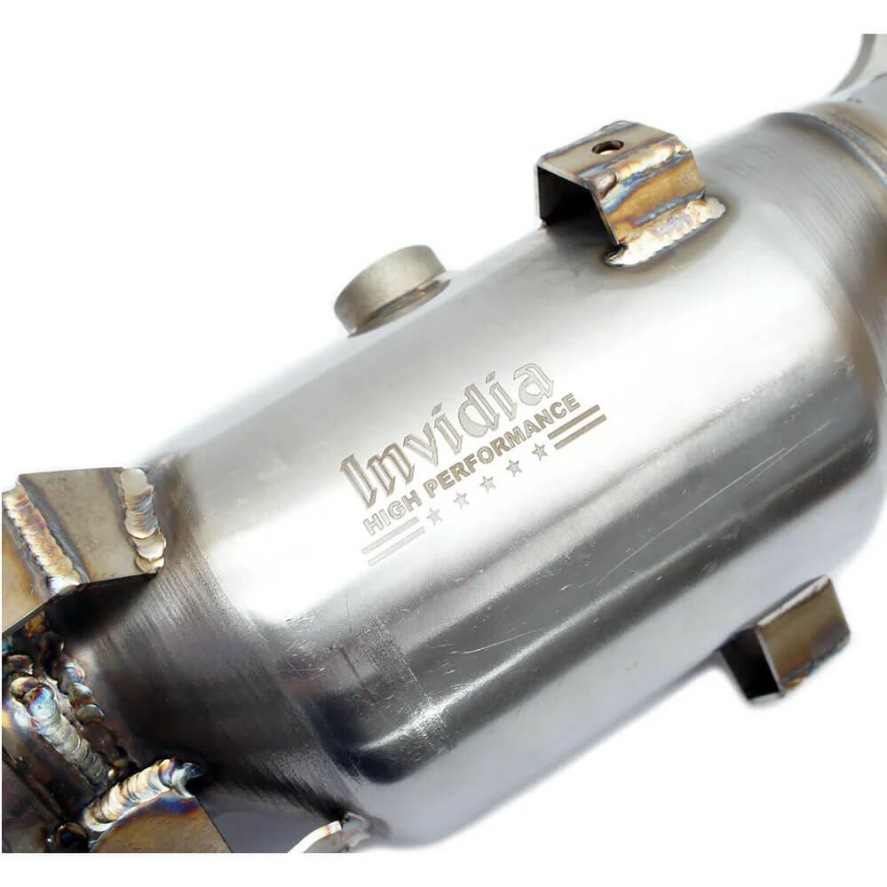 Invidia Downpipe w/ High Flow Cat (76mm), 2017-2021 Civic Type R - Angle 2