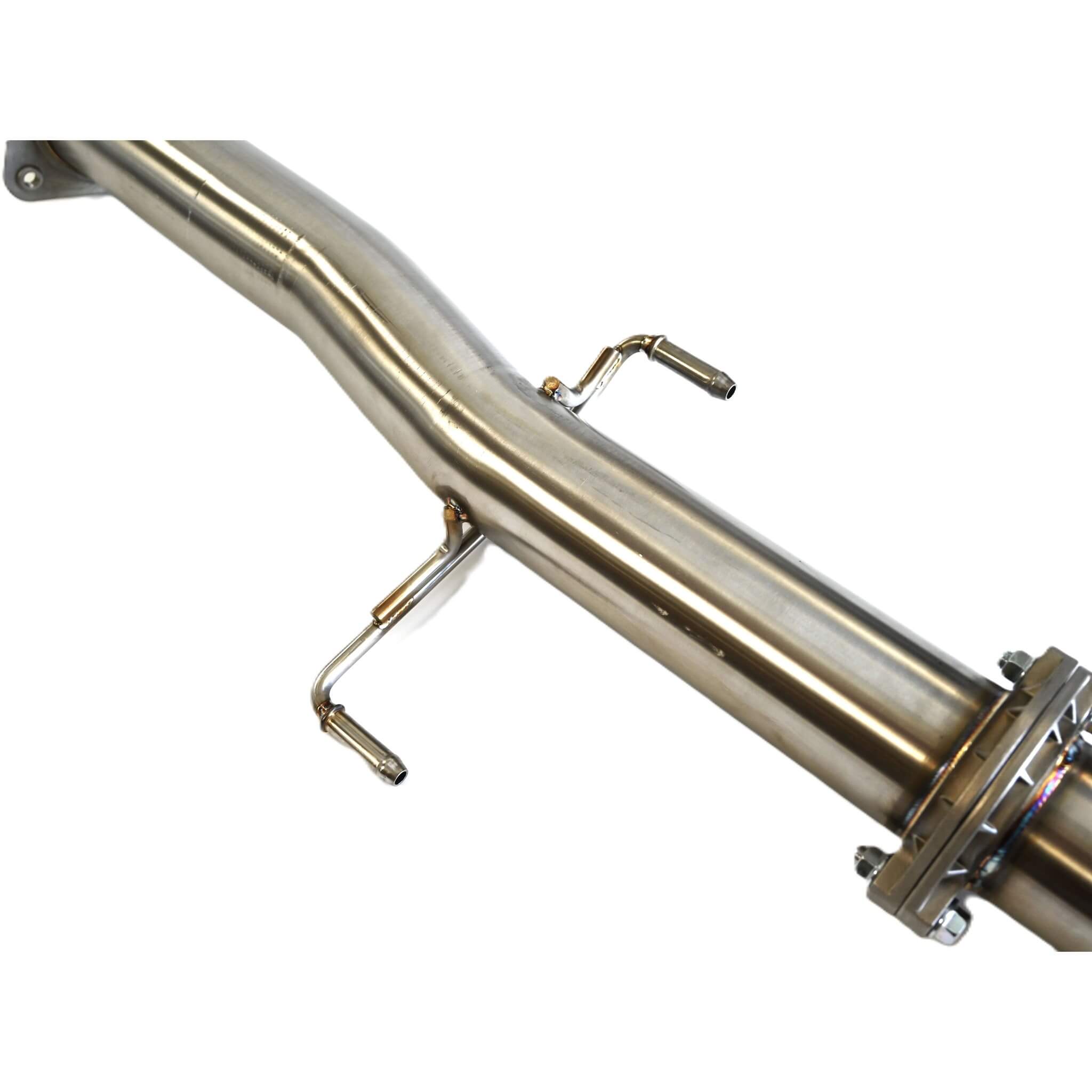 Invidia Front Pipe w/ High Flow Cat (76mm), 2023-2025 GR Corolla - Angle 3