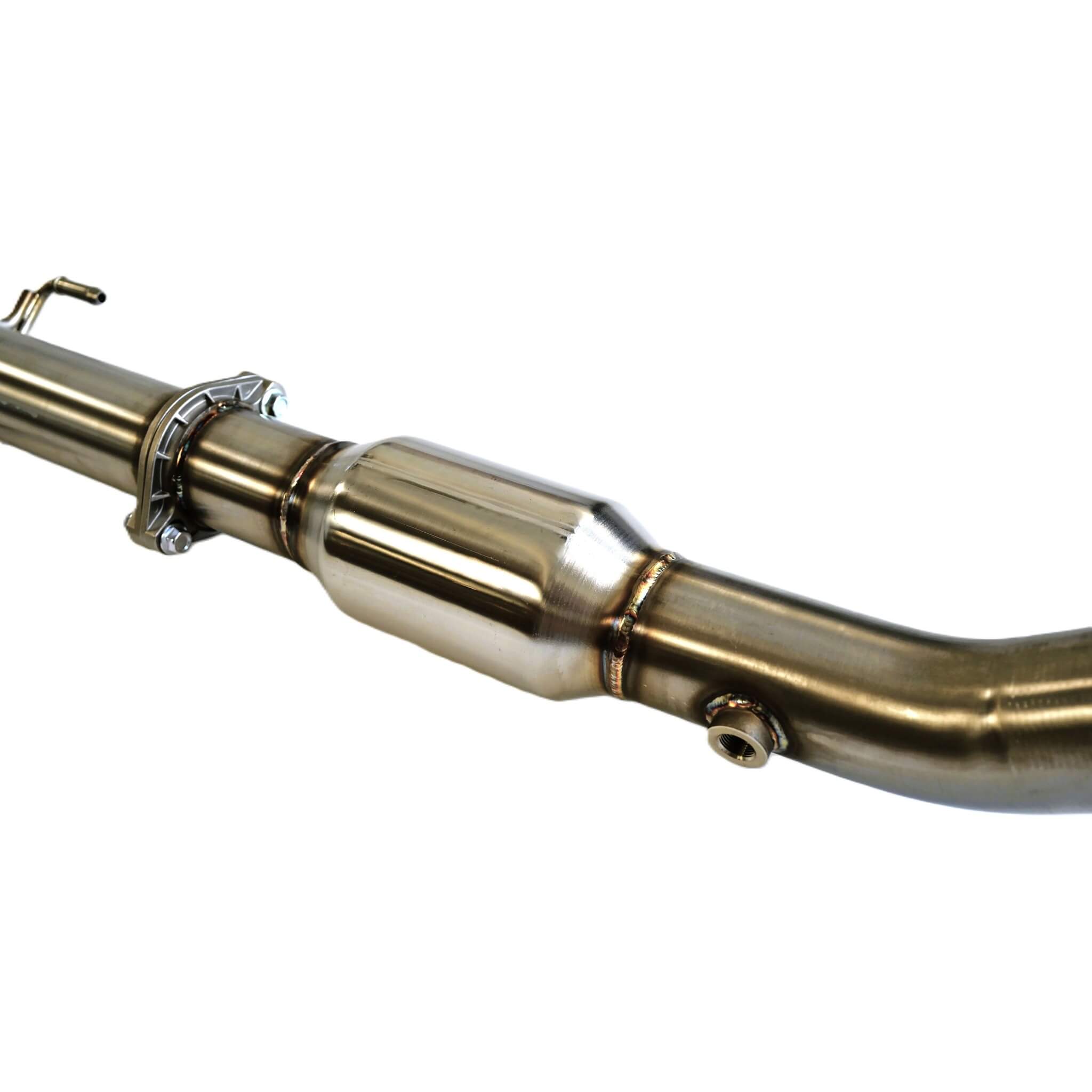 Invidia Front Pipe w/ High Flow Cat (76mm), 2023-2025 GR Corolla - Angle 4