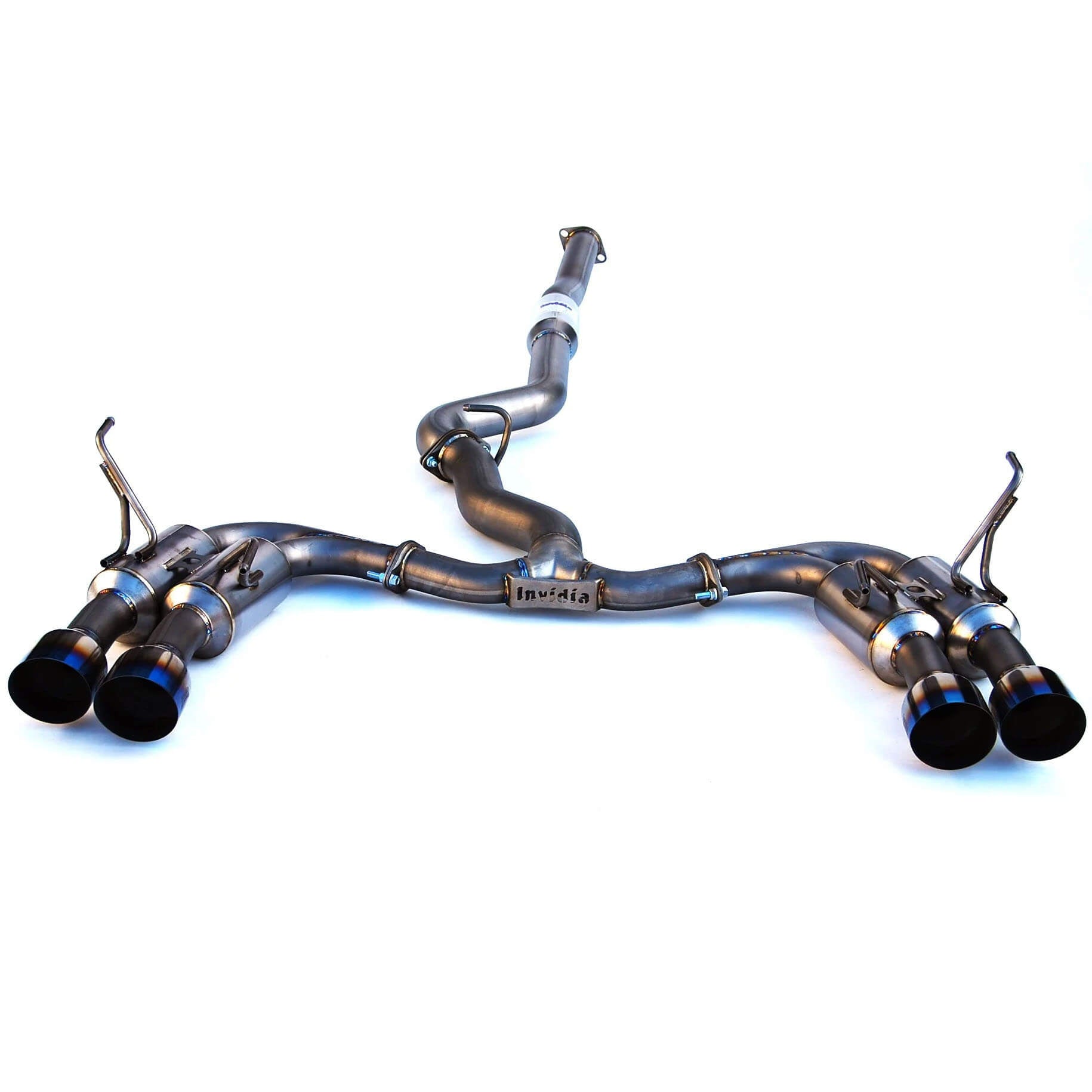 Invidia Full Titanium Gemini R400 Cat-Back Exhaust w/ Quad 101mm Tips, 2015-2021 WRX & STi - Angle 2